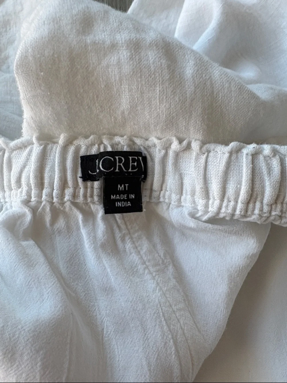J. Crew Soleil White Linen-Blend Drawstring Relaxed Pants - Picture 6 of 6